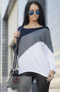 Bluzka typu kimono trzykolorowa