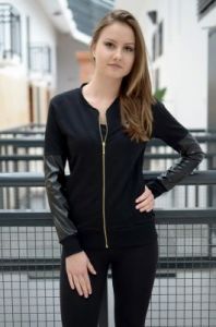 BLUZA Z RĘKAWAMI Z EKO-SKÓRY