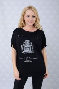 Bluzka z nadrukowanym flakonem perfum Tres Chic