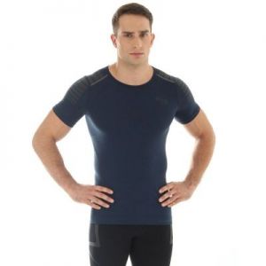 Koszulka terningowa Brubeck Fitness M SS10900 granatowa