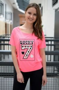 Luźna bluzka z haftem \"LUCKY 7\"