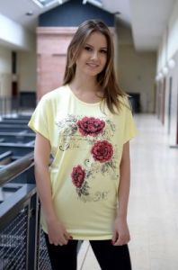 Bluzka z krótkim rękawem motywem kwiatowym