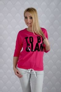Bluzka z cekinowym napisem \"TO BE GLAM\"